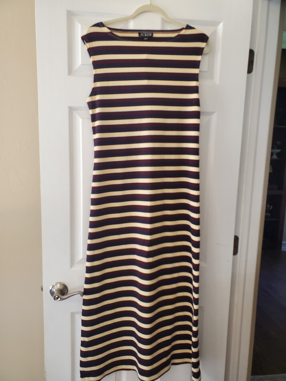 J. Crew Knit Boatneck Midi Dress In Stripe Size Large